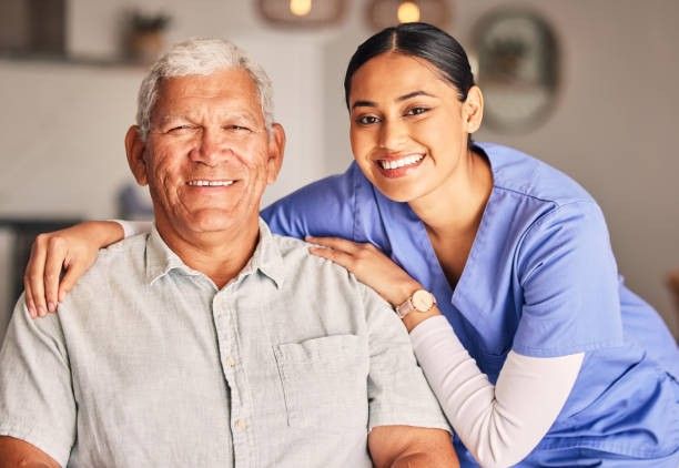 A caregiver and a client sharing a warm moment