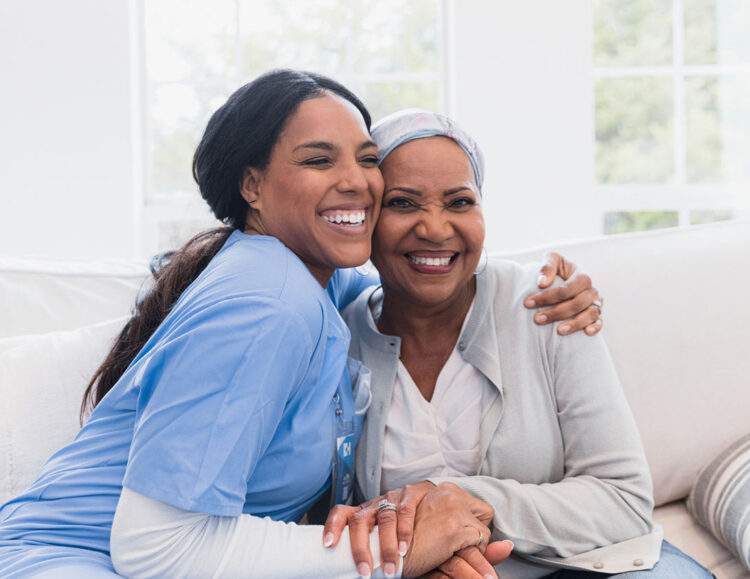 Caregiver providing personal care at home